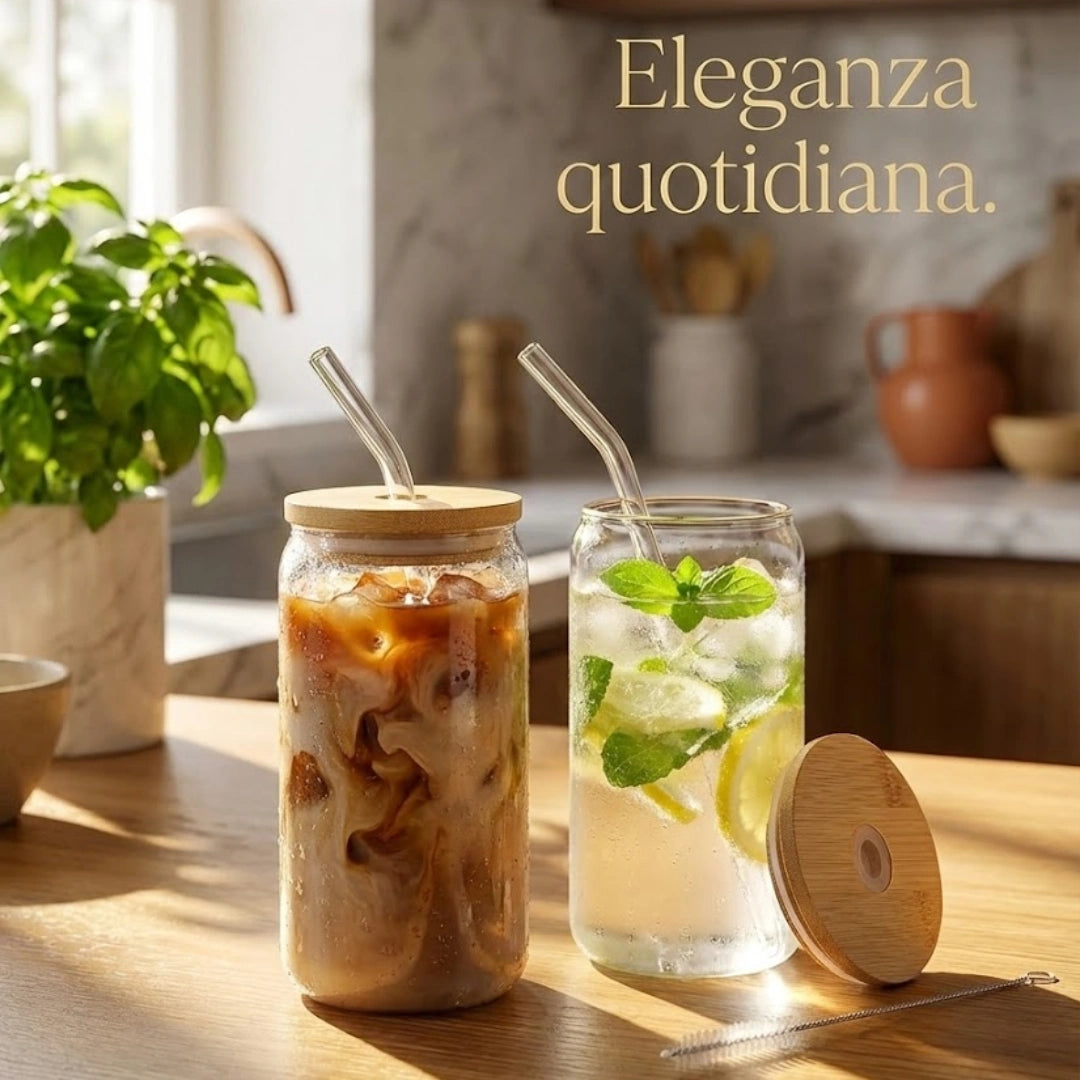 Set Degustazione Premium in Vetro & Bambù (+ Cannucce)