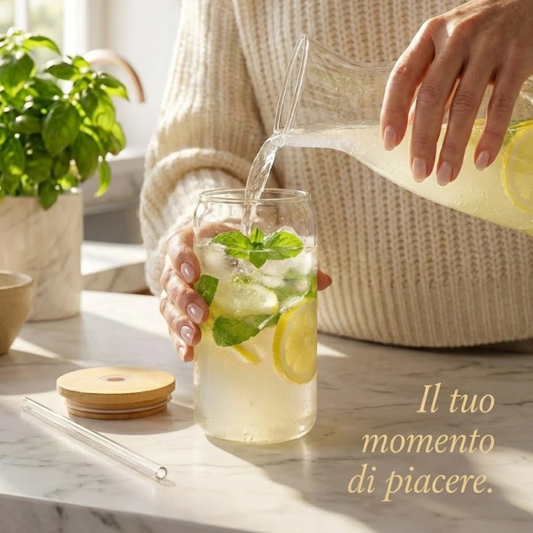 Set Degustazione Premium in Vetro & Bambù (+ Cannucce)